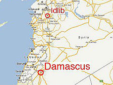 Map of Syria showing location of Idlib in relation to Damascus (photo credit: telegraph.co.uk)