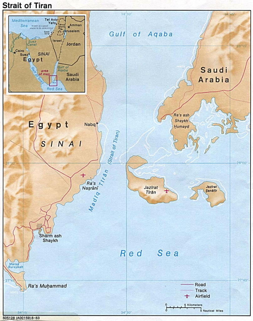 Map of the Strait of Tiran (courtesty of U.S. Central Intelligence Agency)