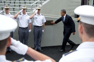 Obama at West Point Military Academy for commencement. (photo credit: Official White House Photo by Pete Souza)