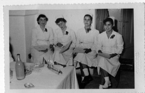 Nurses in Shaare Zedek's School of Nursing during Chanukah, 1954