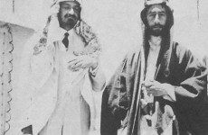 1918. Emir Feisal I and Chaim Weizmann (left, also wearing Arab dress as a sign of friendship) 