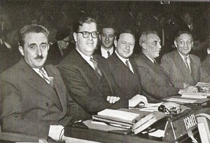 Abba Eban with Foreign Minister Moshe Sharet at the UN, 1950 
