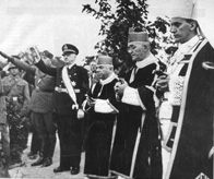 Archbishop Stepinac (right), at an official Croatian ceremony in 1941