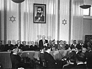 David Ben-Gurion reading the Declaration of Independence - 14 May 1948, Tel Aviv 