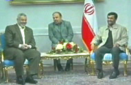 Hamas leader Ismail Haniyeh meeting Iranian president Ahmadinejad