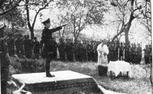 Members of Pavelic's bodyguard swear allegiance unto death to the Croatian leader and receive the church's blessing