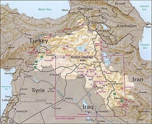 Kurdish inhabited area in 1992 CIA map (credit: Perry-Castañeda Library Map Collection at The University of Texas at Austin)