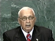 SHARON PEACE APPEAL TO PALESTINIANS AT U.N.